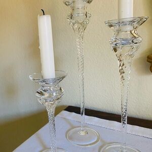 Crystal candle holders.